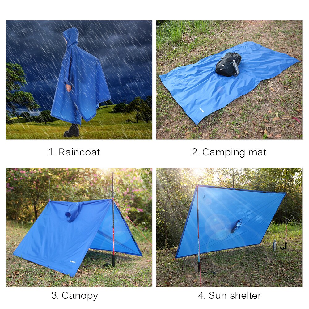 Cheap Goat Tents TOMSHOO Multifunctional Lightweight Raincoat with Hood Outdoor Rain Cover Poncho Camping Picnic Sunshine Canopy Shelter Mat Tents 
